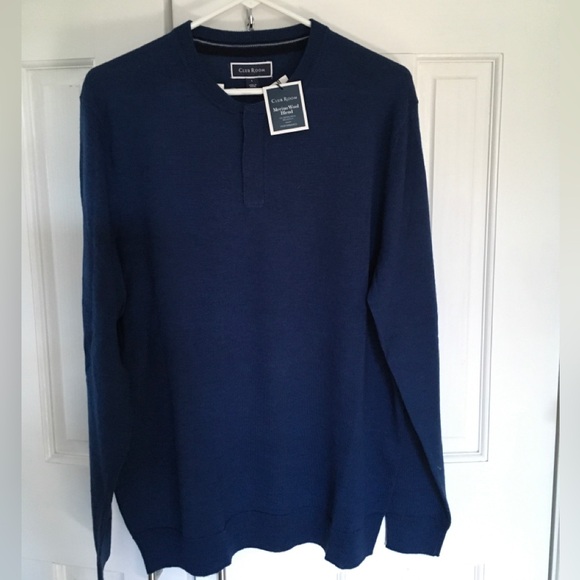 NWT Club Room Merino Wool Blend Sweater Navy Blue Size L - Picture 1 of 9